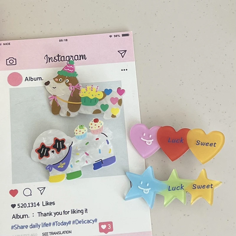 Милая заколка для волос с милой собакой мультяшная в виде утконоса форме сердца