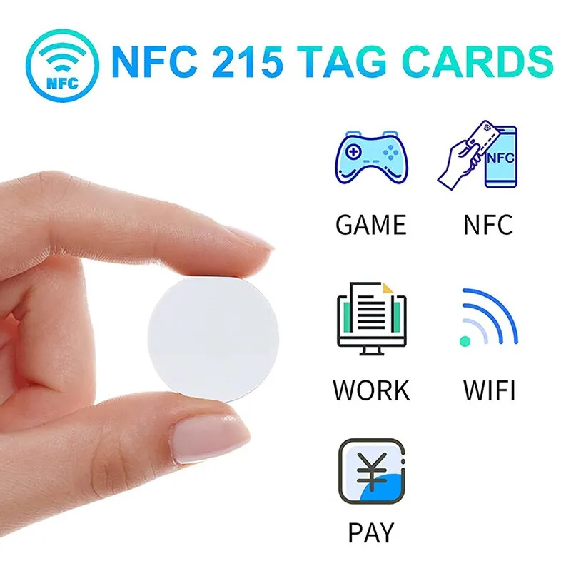 Карты NFC NTAG215 диаметром 25 мм/1 дюйм изготовлены из водонепроницаемого ПВХ