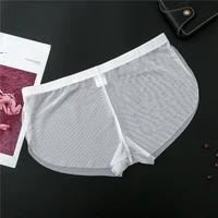 men sexy seamless underwear panties mens ultra thin transparent boxer shorts male mid rise mesh underpants homme arrow pants