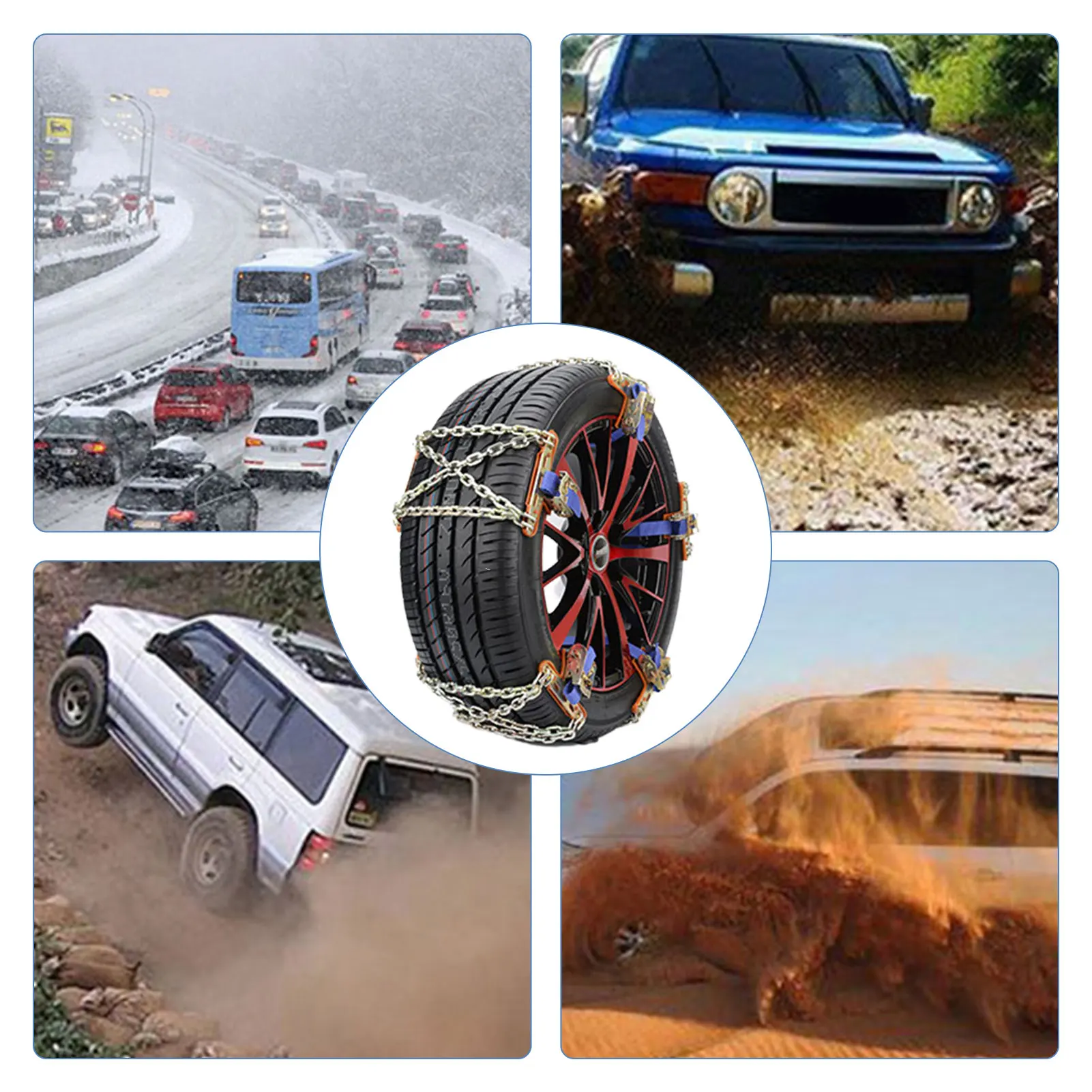 

Car Tire Snow Chains 8PCS Upgrade Snow Chains For Car Emergency Anti-Slip Tire Traction Chains For Light Trucks/ATV