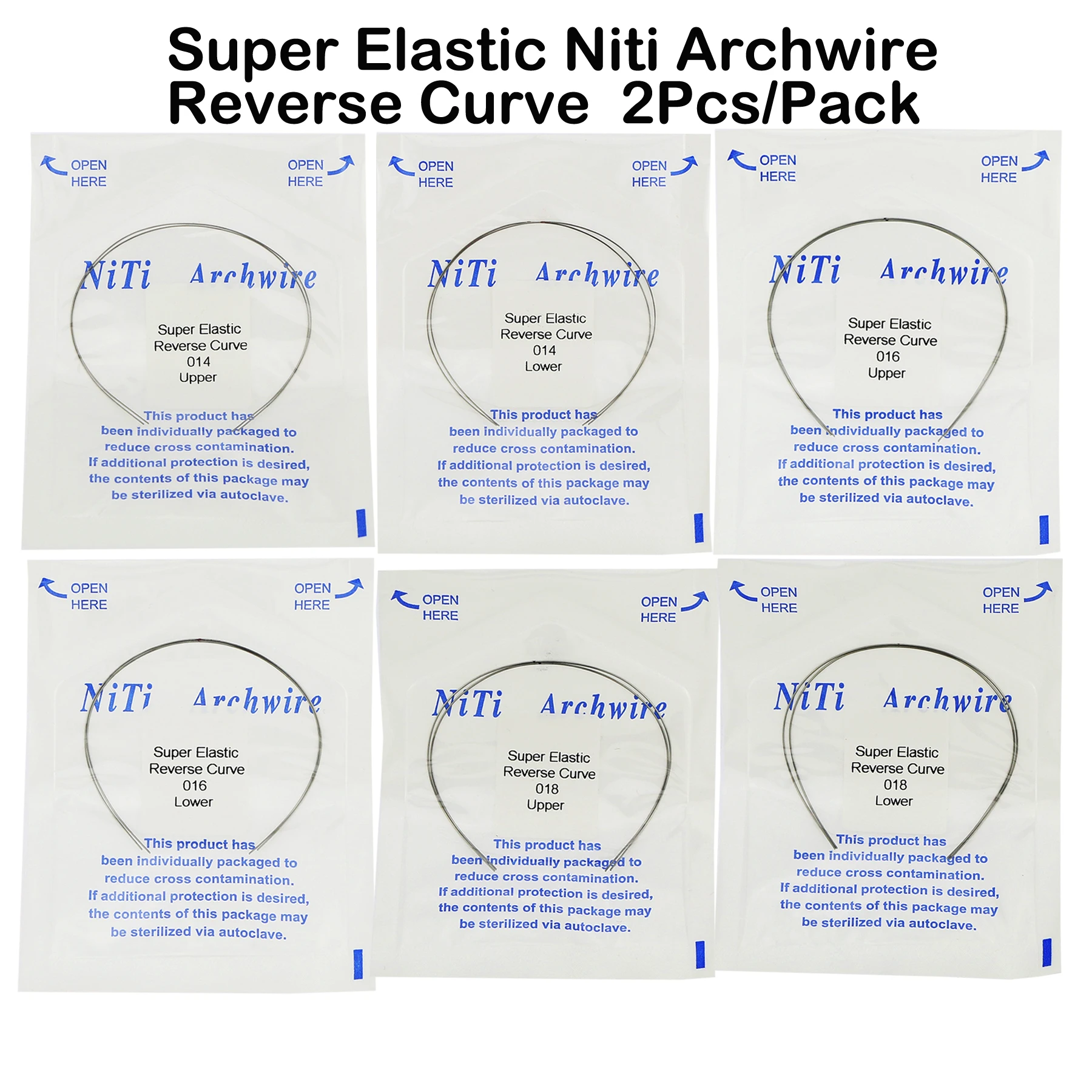 10 Packs Dental Orthodontic Archwire Super Elastic Niti Reverse Curve Round Arch Wire Upper Lower Retainer Brace Reverse Chair