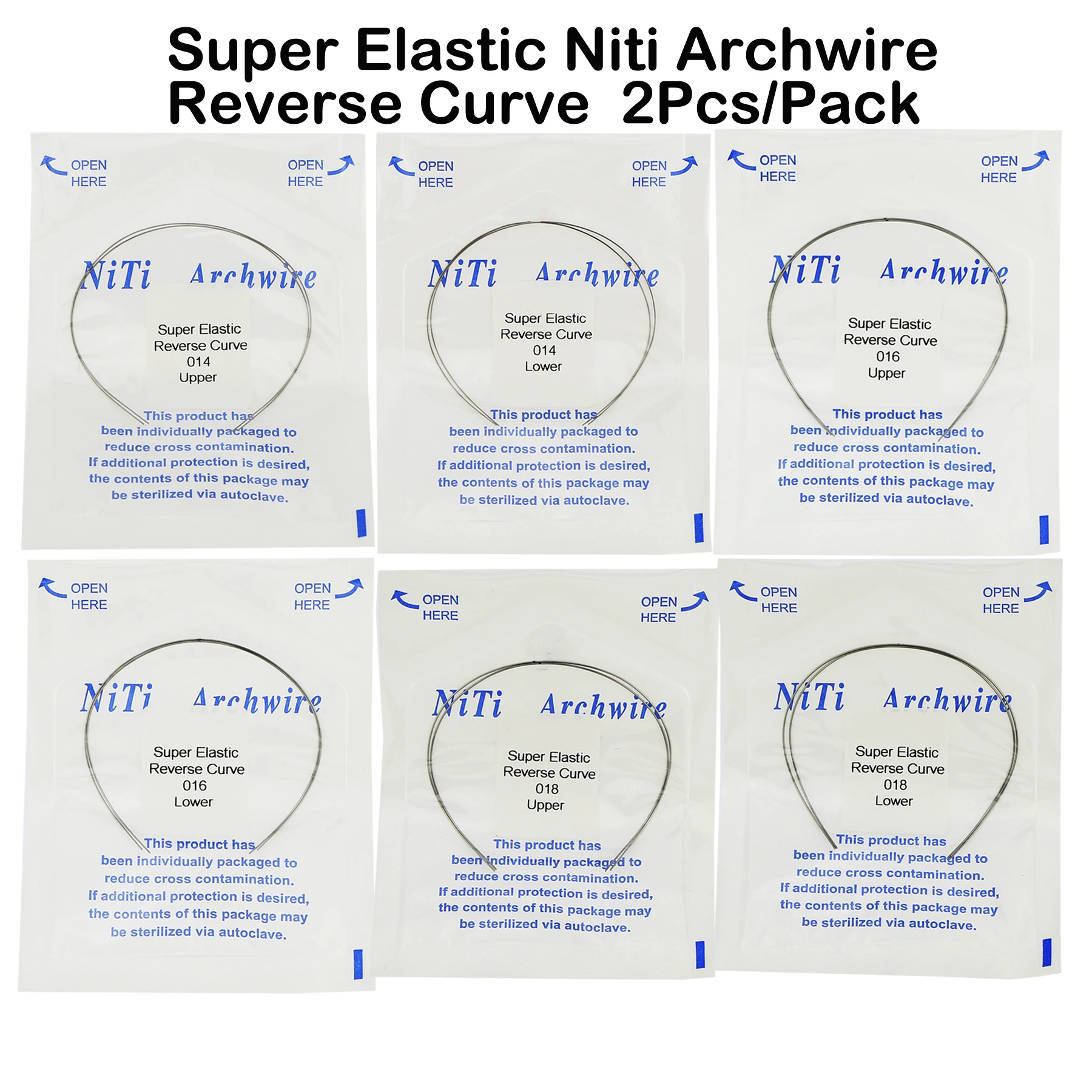 

10 Packs Dental Orthodontic Archwire Super Elastic Niti Reverse Curve Round Arch Wire Upper Lower Retainer Brace Reverse Chair