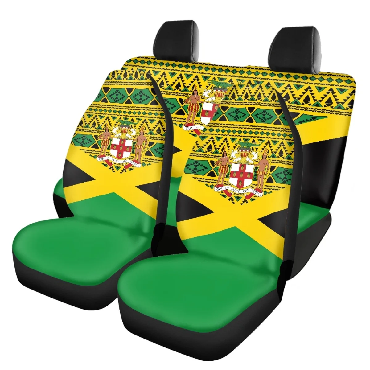 

2023 Car Protector Front/Rear Car Interior Seat Cover Ethiopia Flag Print Easy Clean Auto Seat Cushion 4pcs Set Car Accessories