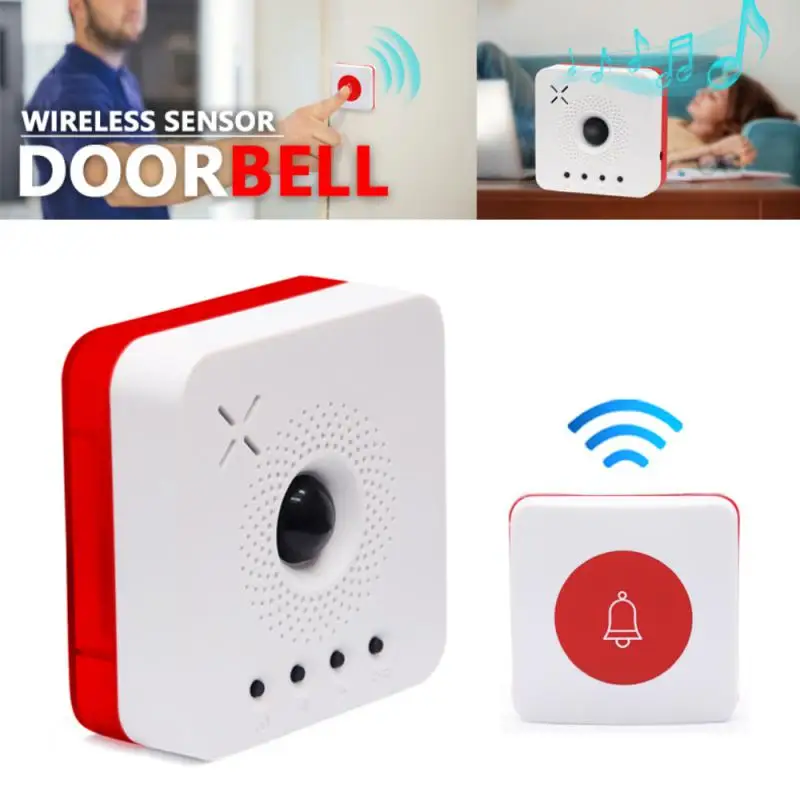 

100 Meters 433 Mhz RF Wireless Doorbell Infrared Body Motion Sensor Visitor Alert Chime Alarm Burglar Work With Emergency Button