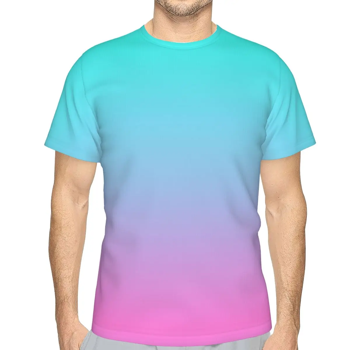 

Solid Colour Art TShirt for Men Mermaid Colours Pastel Fuchsia Pink Turquoise Aqua Blue Soft Summer Tee Thin T Shirt