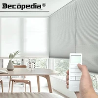 Decopedia Motorized Honeycomb Blinds Cordless Non-woven Fabric Half and Full Blackout Cellular Shades for Windows