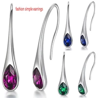 simple fashion lightweight amethyst hook earrings for women crystal stone earring mothers day gifts jewelry pendientes mujer
