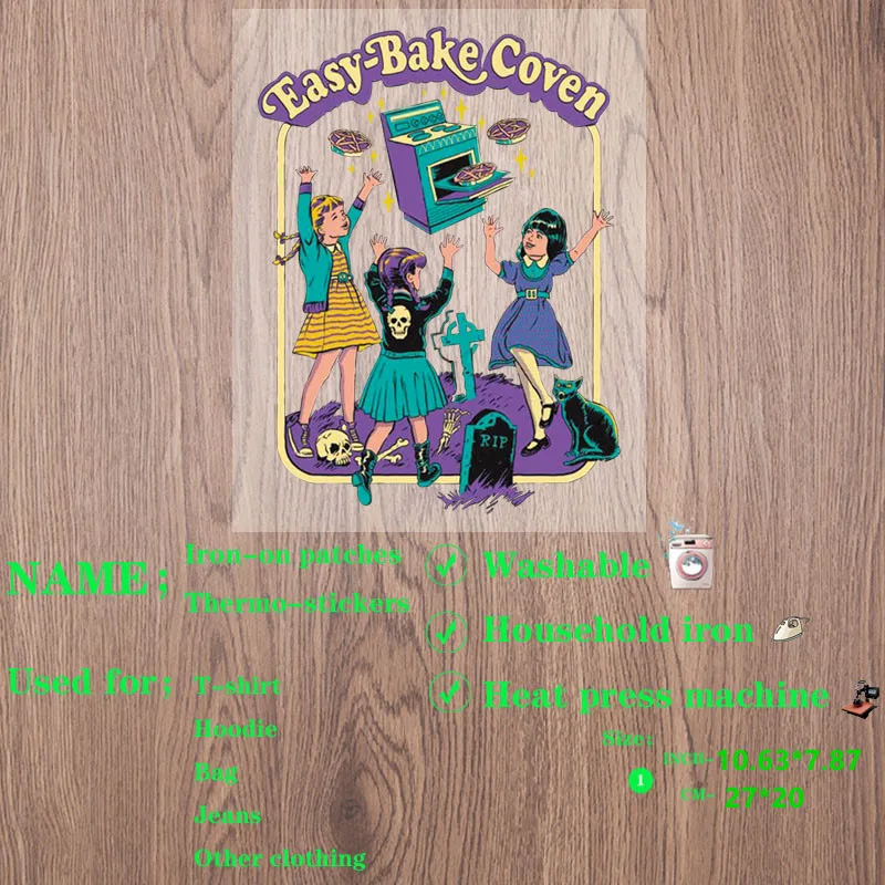 

Модные патчи с узором «EAsy-Bake coven» можно мыть в воде