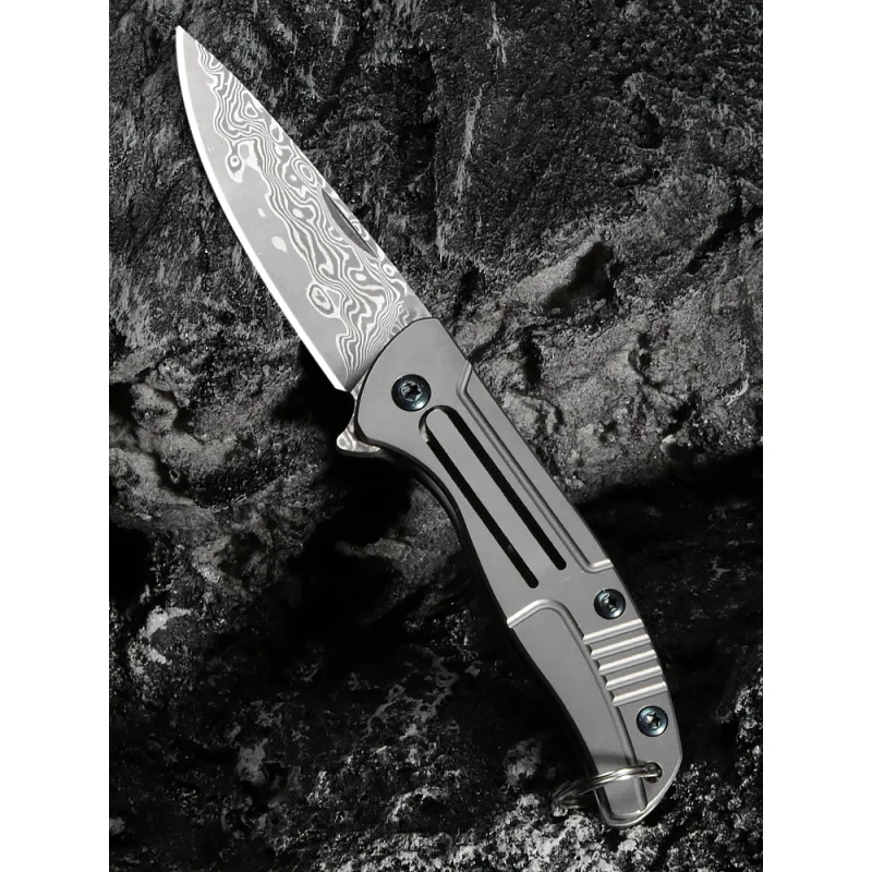 

Damascus Steel Folding Knife Self-Defense Knife Mini Keychain Knife Life-Saving Knife High Hardness Sharp Outdoor Knife