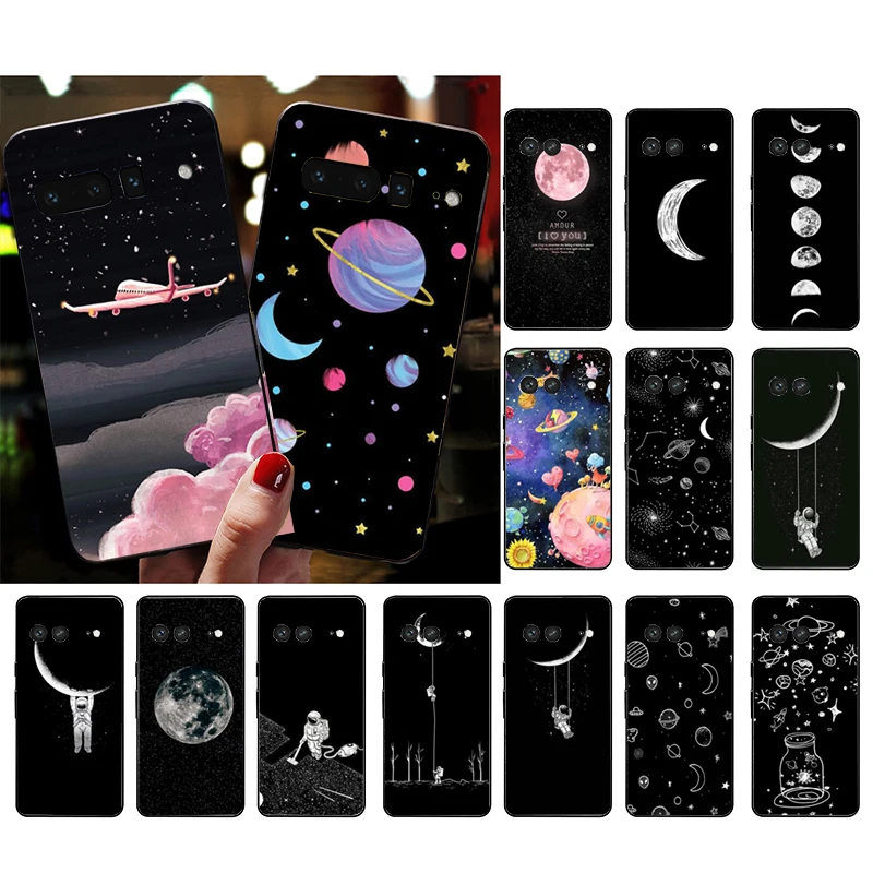

Phone Case for Google Pixel 7 Pro 7 6A 6 Pro 5A 4A 3A Pixel 4 XL Pixel 5 6 4 3 XL 3A XL 2 XL Moon stars space astronaut Case