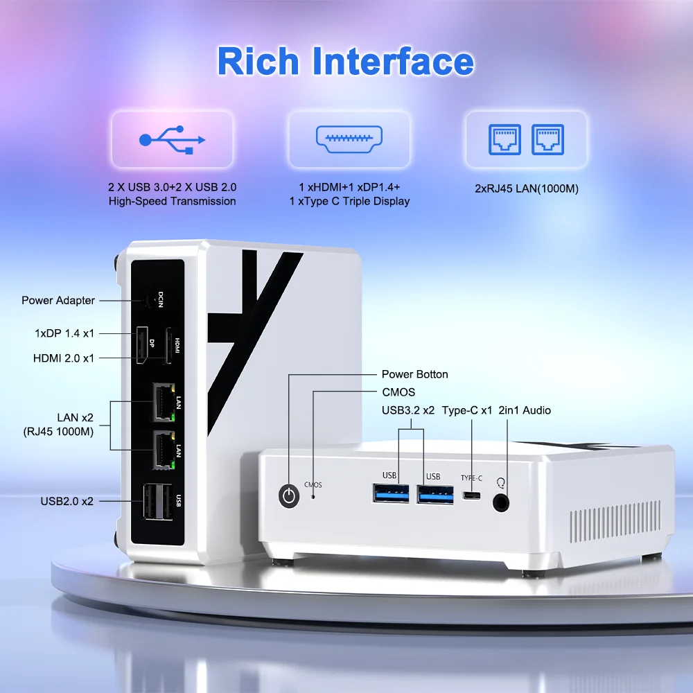 TexHoo Мини-ПК Alder Lake N100 Windows 11 Intel 12th DDR4 RAM NVME ROM WiFi 5 BT4.0 Настольный компьютер Работа