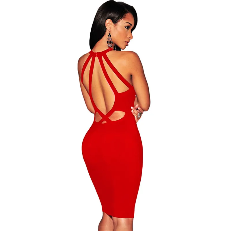 

Sexy Backless Mini Bandage Dress Women Fashion Cross Sleeveless Bodycon Summer Vestidos Nightclub Party Wear Female Dresses