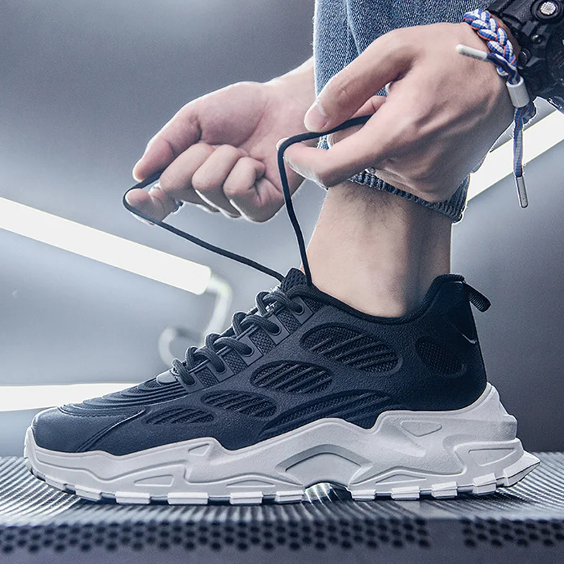 2022 New Four Seasons Thick-soled Daddy Shoes Mesh Comfortable Breathable Casual Sports Shoes Trendy Outdoor Male Running Shoes