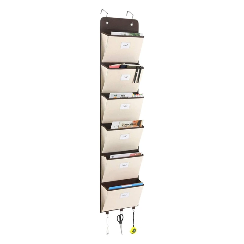 

Wall Mounted Hanging File Folder Holder 6 Slot Mail Home Office Supply