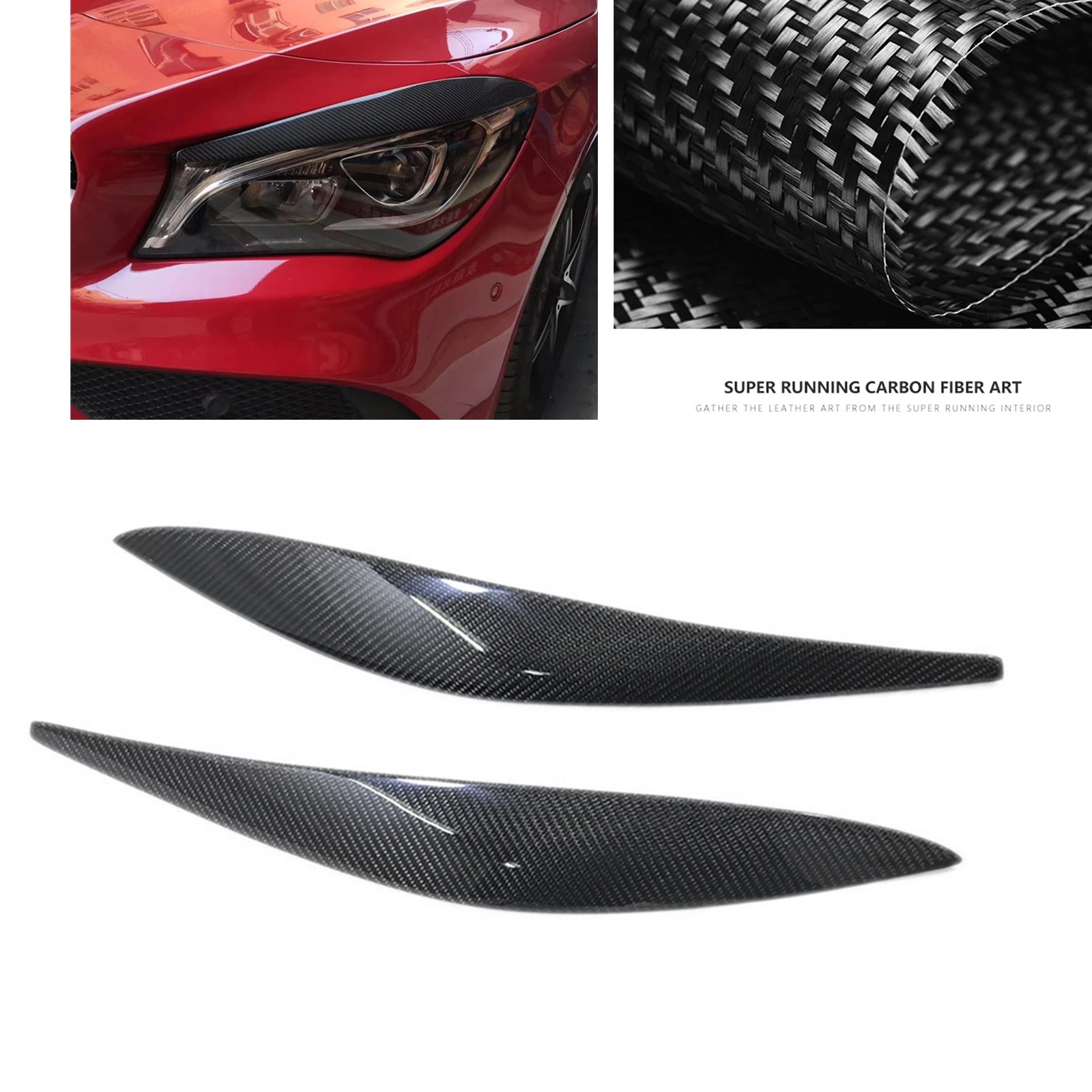 

For Mercedes-Benz CLA200 CLA220 CLA260 2013-2019 Front Head Light Lamp Cover Trim Carbon Fiber Headlight Eyebrow Headlamp Eyelid