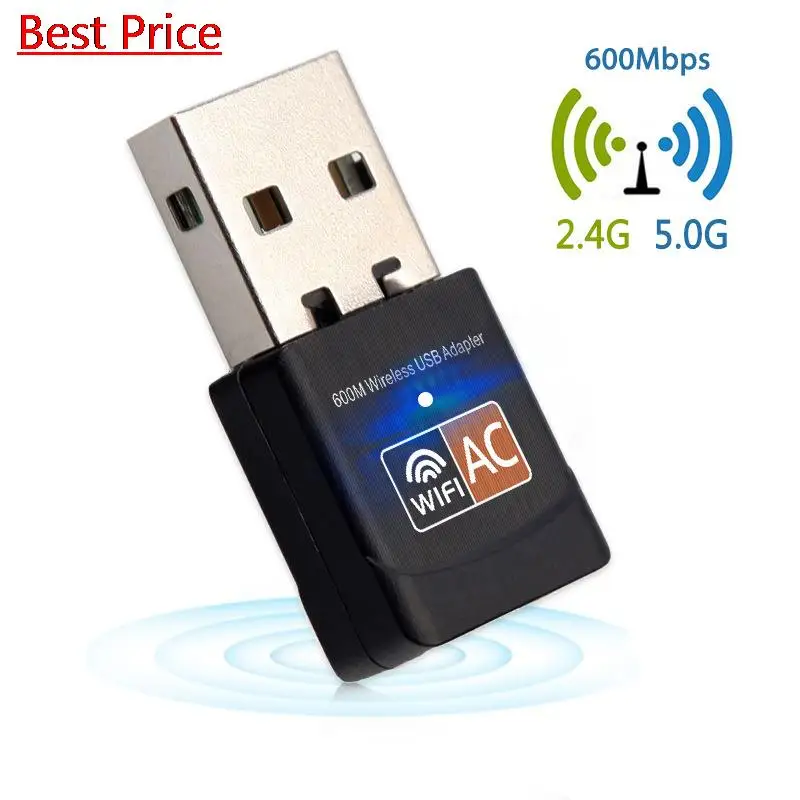 

100Pcs Free Driver WIfi Adapter 600 Mbps Dual Band 2.4GHz&5GHz USB2.0 Wi-fi Network Card Wifi Dongle 802.11n/g/a/ac RTL8811CU