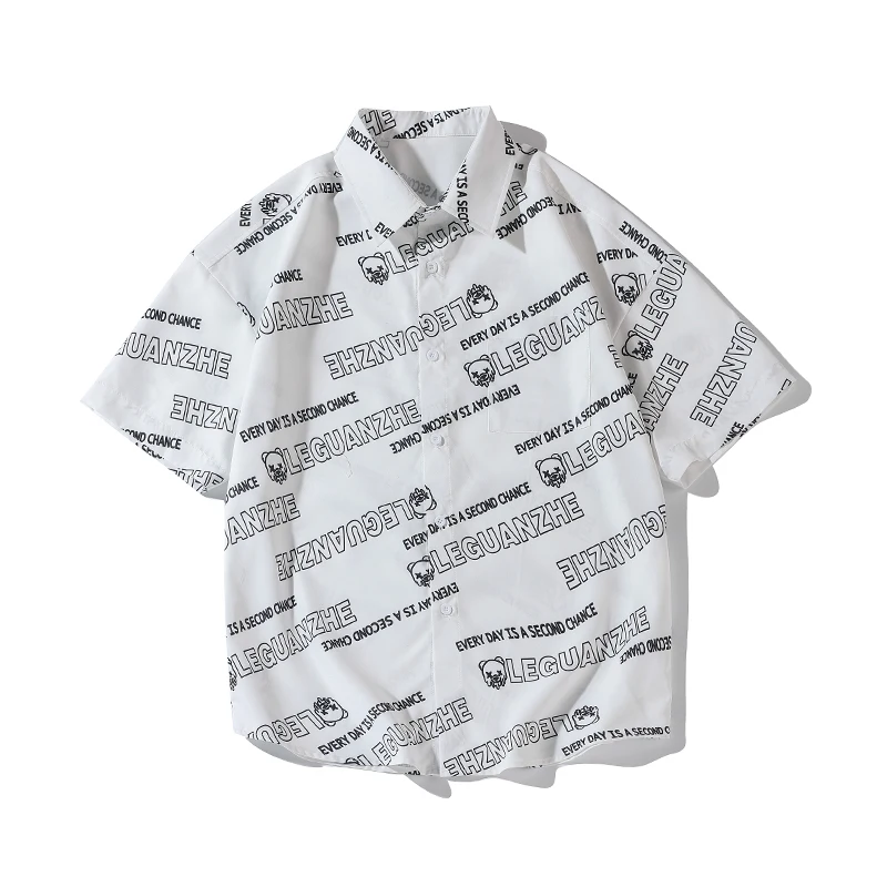 

Brand New 2022 Beach Summer Print Flower Short Sleeves Hawaii Collar Korea Style Shirts For Men's Harajuku Clothing