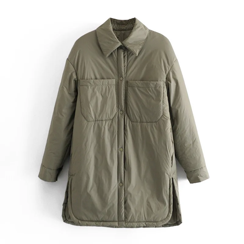 Long Sleeve Khaki Coat 2022 NewWomen's Shirts Jackets Thin Parka Oversize Shirt Coats Femme Armygreen Outerwear Coats
