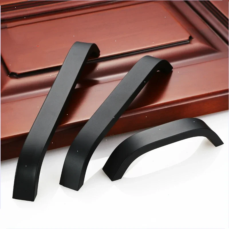 Кухонные ручки рукоятки черного цвета для ящиков шкафов из алюминиевого сплава 96