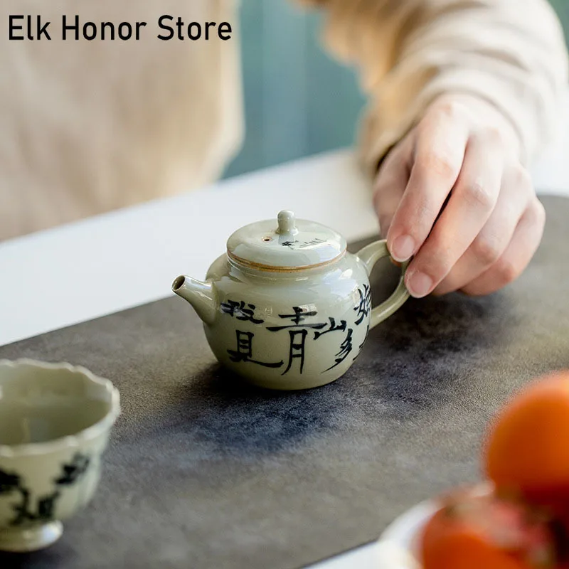 

Чистый ручной работы керамический чайник 100 мл, ретро травяной серый одинарный чайник с фильтром, мини чайник, зеркальный чайный набор, пода...