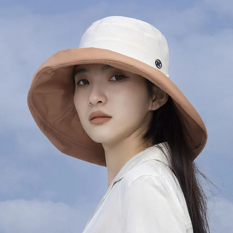 

Fashion Summer Wide Brim Sun Hat Woman Cotton Reversible Panama Hat Ladies Travel Beach UV Protection Visors Fisherman Cap