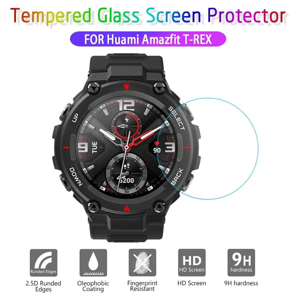 

Anti-Fingerprint Impact Resistant Tempered Glass Protective Films 9H HD Screen Protector For Xiaomi Huami Amazfit T-Rex