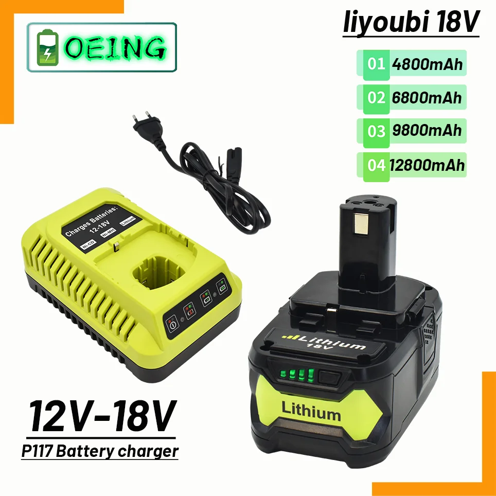 

2022 18V Li-ion Rechargeable Battery for + cordless Power Tool BPL1820 P108 P109 P106 P105 P104 P103 RB18L50 RB18L40+charger