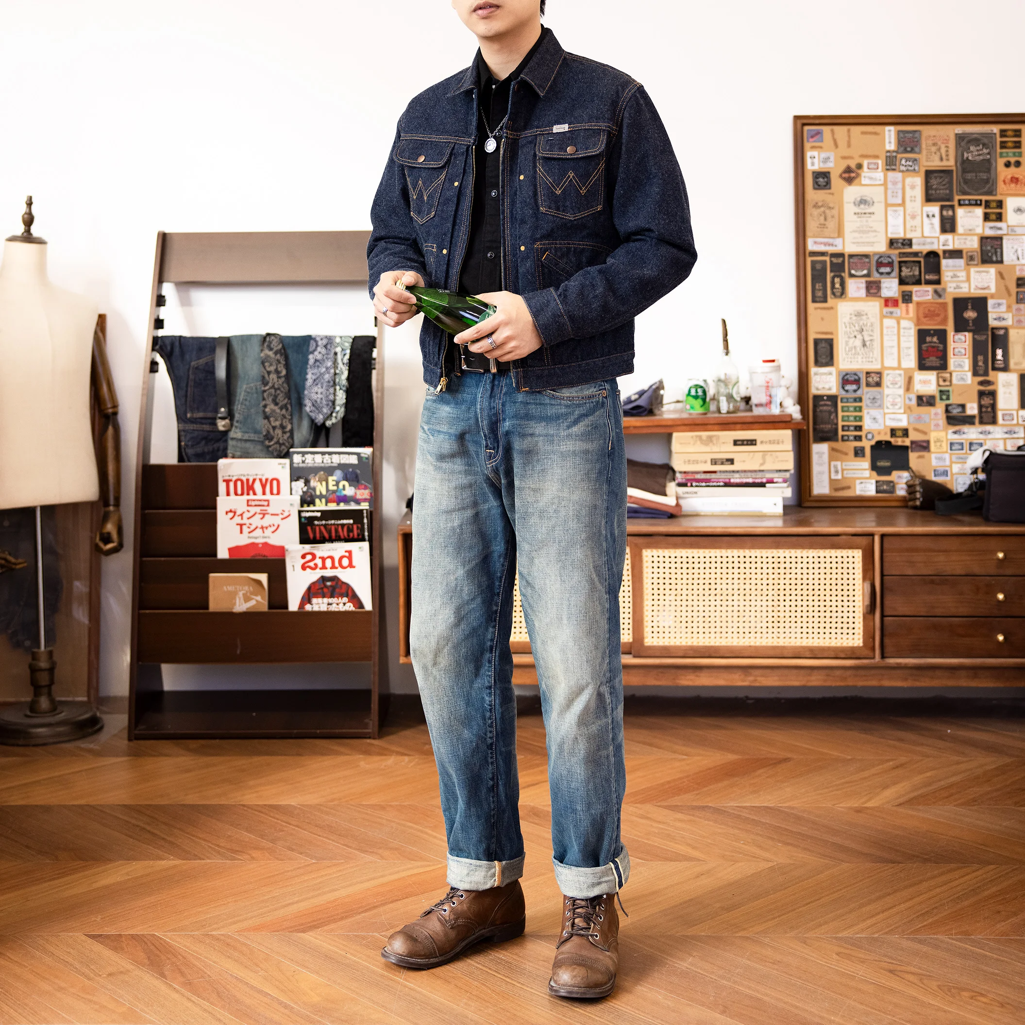 24MJZ-0001 Большой размер 14 унций Высококачественная хлопковая джинсовая куртка