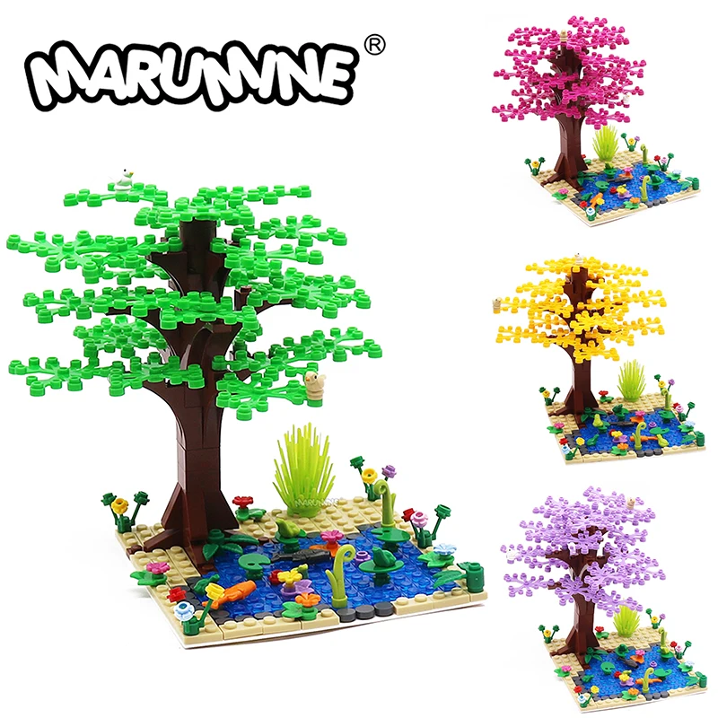 MARUMINE 296 шт. пруд дерево MOC 2 комплекта аксессуары DIY блоки растения Природный улица