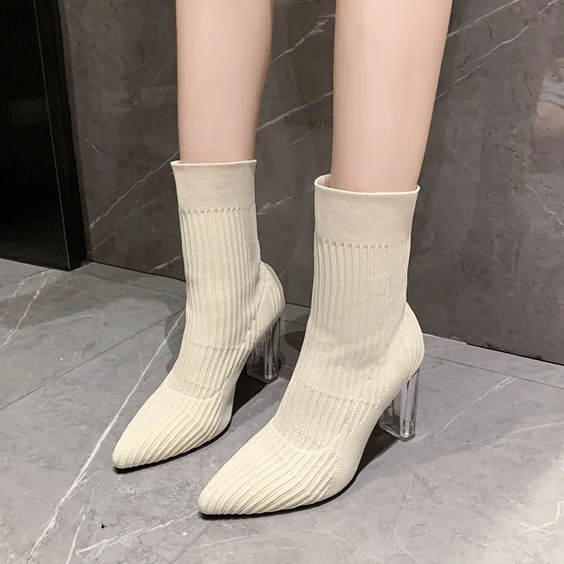 Winter Sexy Sock Boots Knitting Stretch Boots High Heels for Women Fashion Shoes 2023 Spring Autumn Ankle Boots Booties Female