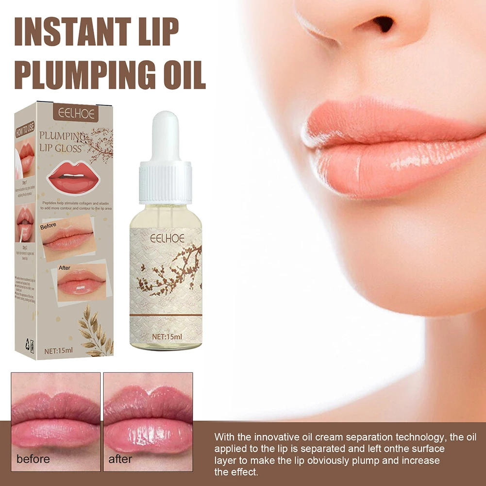 

Moisturizing Lip Oil Plumping Lip Gloss Makeup Sexy Plump Lip Glow Oil Tinted Lip Plumper Sleeping Lip Care Essence 15ml