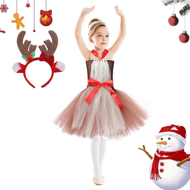

Reindeer Christmas Costume Kids Darling Reindeer Animal Costume For Girls Costume Dress With Headgear For Christmas Halloween