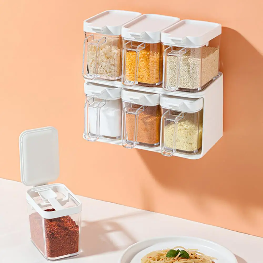 

Seasoning Jar Integrated Creative Seasoning Storage Box Combination Set Multi-grid Condiment Dispenser Kitchen Utensils