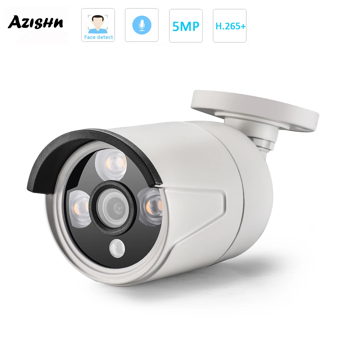

AZISHN H.265+ 5MP SONY IMX335 POE IP Camera 2592X1944 Video Face Detection Outdoor IP66 3IR Array LEDS CCTV Security Cam
