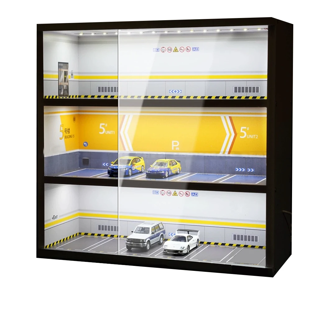 1:64 Диорама трехэтажная модель гаража автомобиля парковка светодиодное