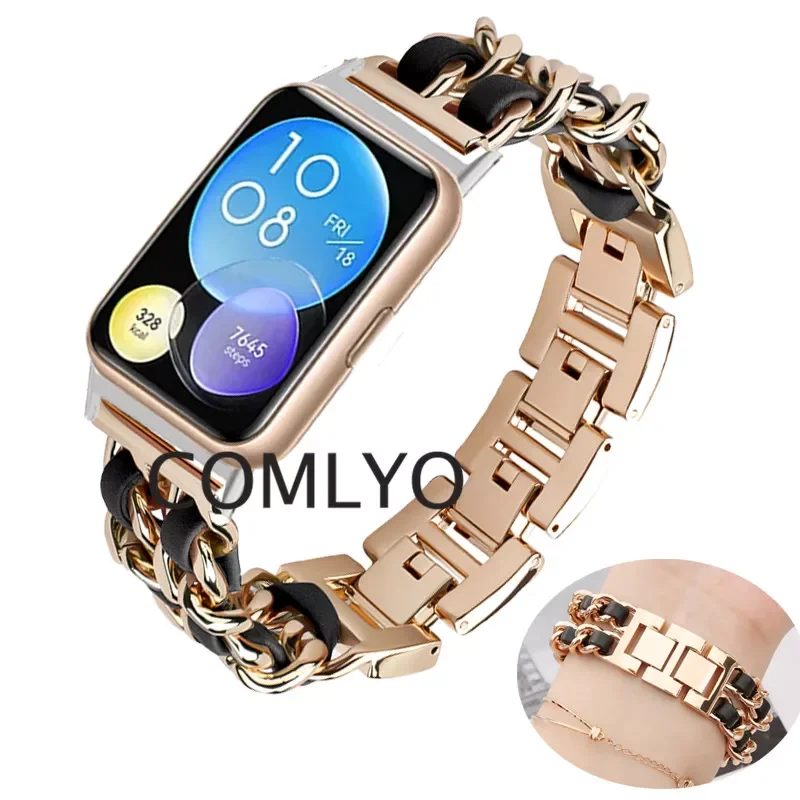 

NEW2023 Fashion Band Watch Fit 2 fit2 Strap Stainless Steel Women Men Replacement Bracelet Belt Metal Adapter