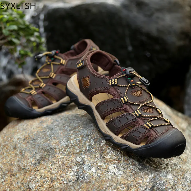 

Leather Shoes for Mens Sandals for Men Beach Shoes Luxury Sandals Summer Shoes for Men Black Sandals сандалии мужские летние