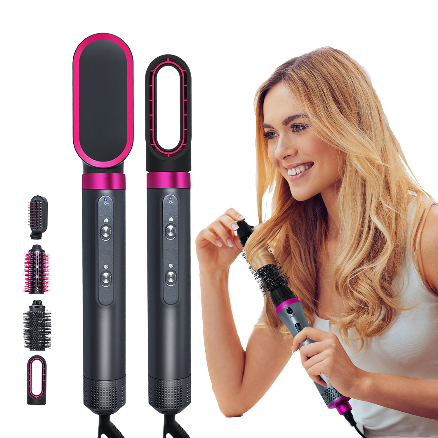 

2023 New-001 Hair Dryer Hot Air Brush Automatic 5 in 1 Hair Curler Volumizer Curling Iron Straightener Comb Salon Styling Tools