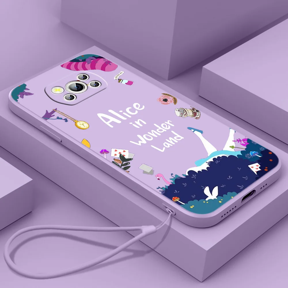 

Alice in Wonderland Phone Case For Xiaomi POCO M5s M4 M3 X4 X3 NFC X2 F4 F3 GT Pro C40 C3 Liquid Rope Funda Cover