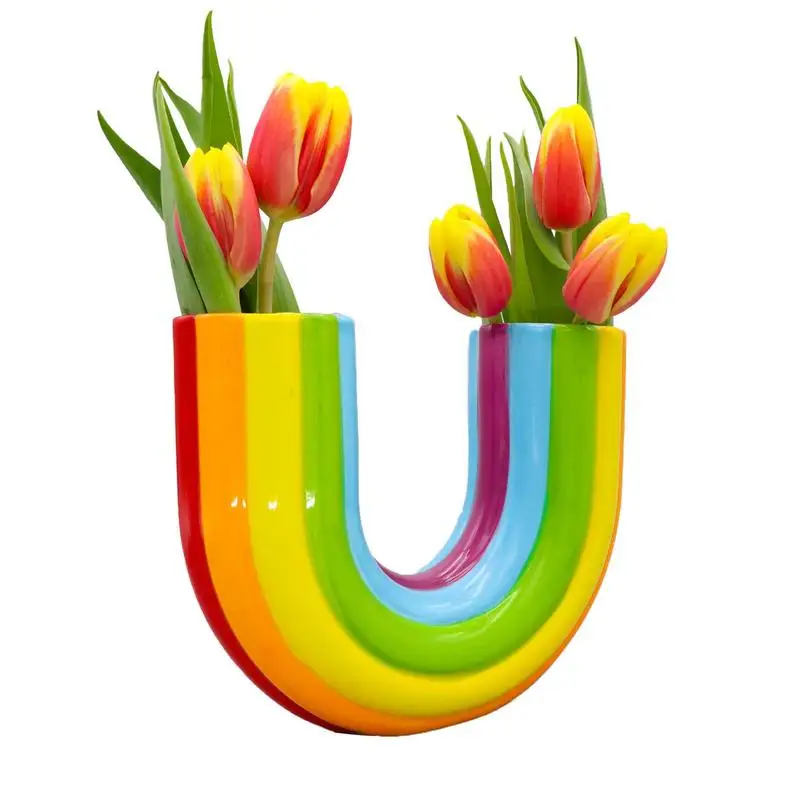 

U-образная декоративная ваза с цветами, радужная декоративная Цветочная ваза, Радужный декор, центральные части стола для обеденного стола