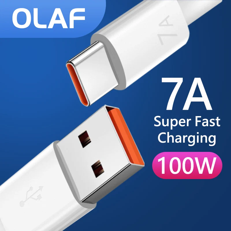 

100W Type C USB Cable 7A Super-Fast Charge Fast Charging USB Charger Cables USB C Data Cord Cable Wires for Huawei Mate Xiaomi