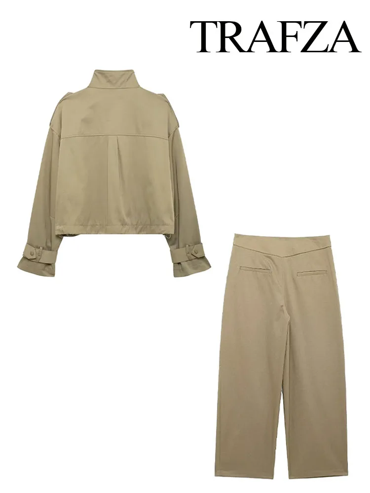 TRAFZA женский комплект из 2 предметов модная куртка с карманами и пуговицами