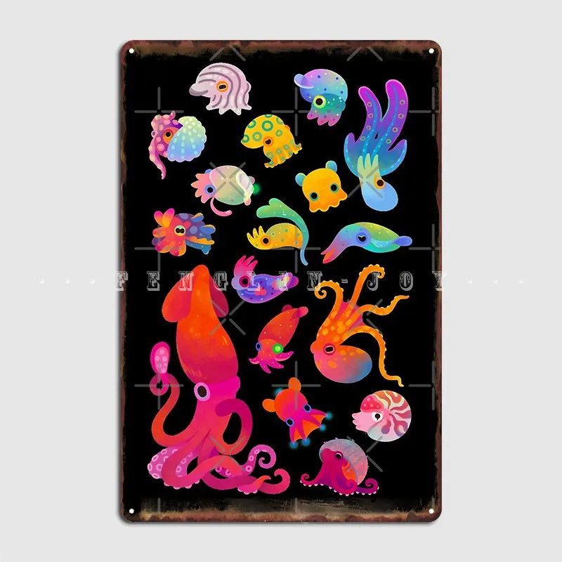 

Cephalopod Metal Sign Club Home Club Bar Custom Painting Décor Tin Sign Posters