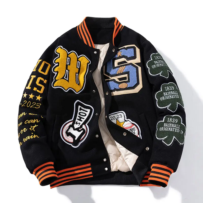 

Baseball jacket male and female lovers American street style hip hop loose jacket autumn and winter plankton thick coat