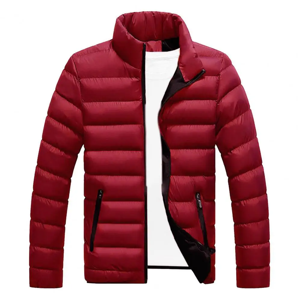 

Winter Men Coat Windbreak Thick Warm Stand Collar Cardigan 2022 Long Sleeve Down Coat Jacket