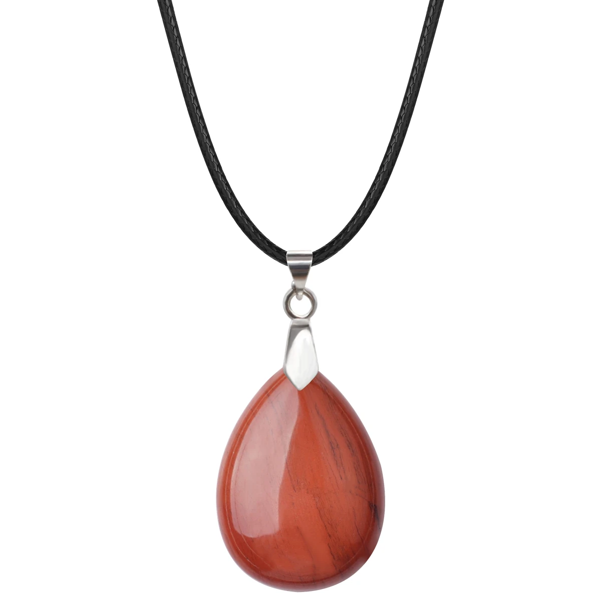

6PCS Red Jasper 25x35MM Teardrop Gemstone Pendant Necklace for Women Men Healing Chakra Crystal Spiritual Waterdrop Jewelry