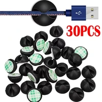 30pcs multipurpose car desk desktop wall round usb wire cord cable holder clip organizer retainer clamps collation management
