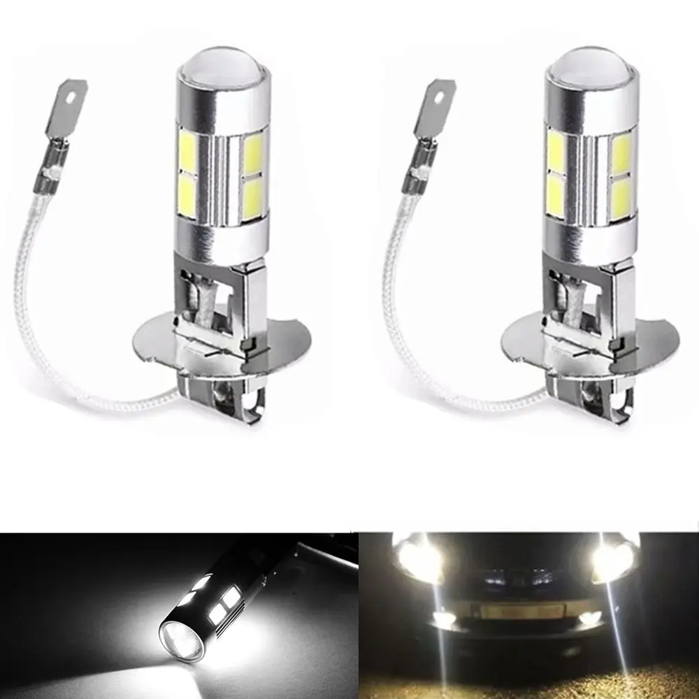 

2Pcs High Power COB 10-SMD 5630 Car Accessories Driving DRL Auto Lamp Car Fog Light H3 LED Bulb Headlight Driving Bulb