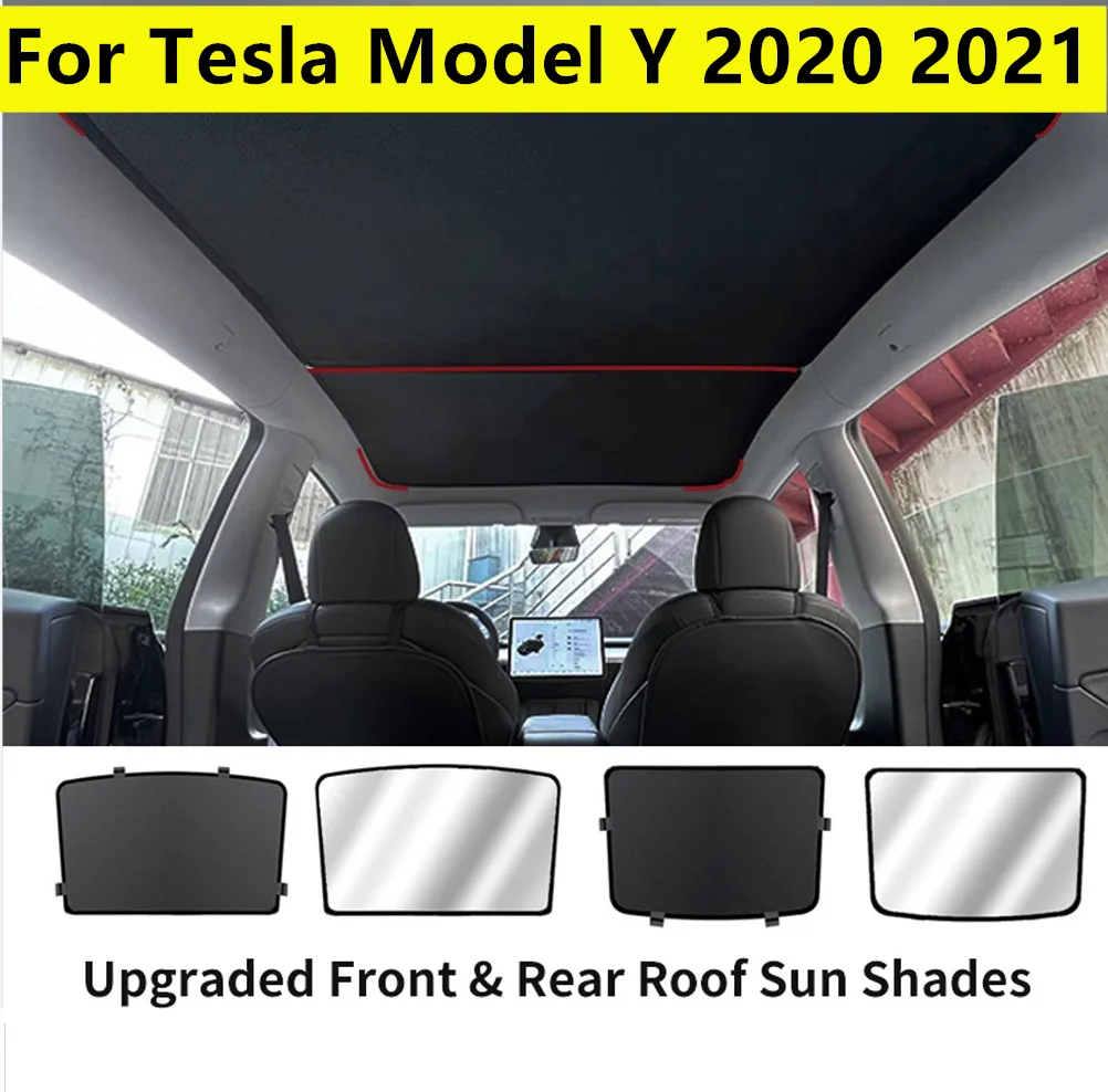 Upgrade Glass Roof Sunshade Window Shade Sunroof Net Skylight Shades Protector Car Sun Visor For Tesla Model Y 2020 2021