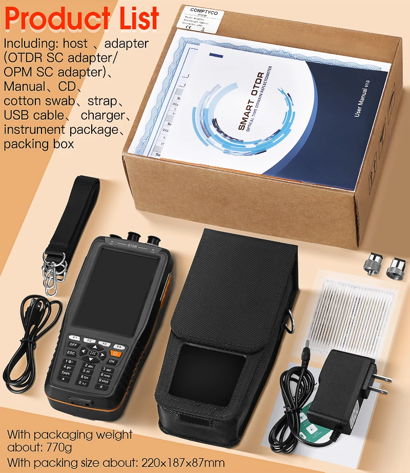 AUA28U/APC Smart OTDR 1550nm with VFL/OPM/OLS Touch Screen OTDR Optical Time Domain Reflectometer images - 6